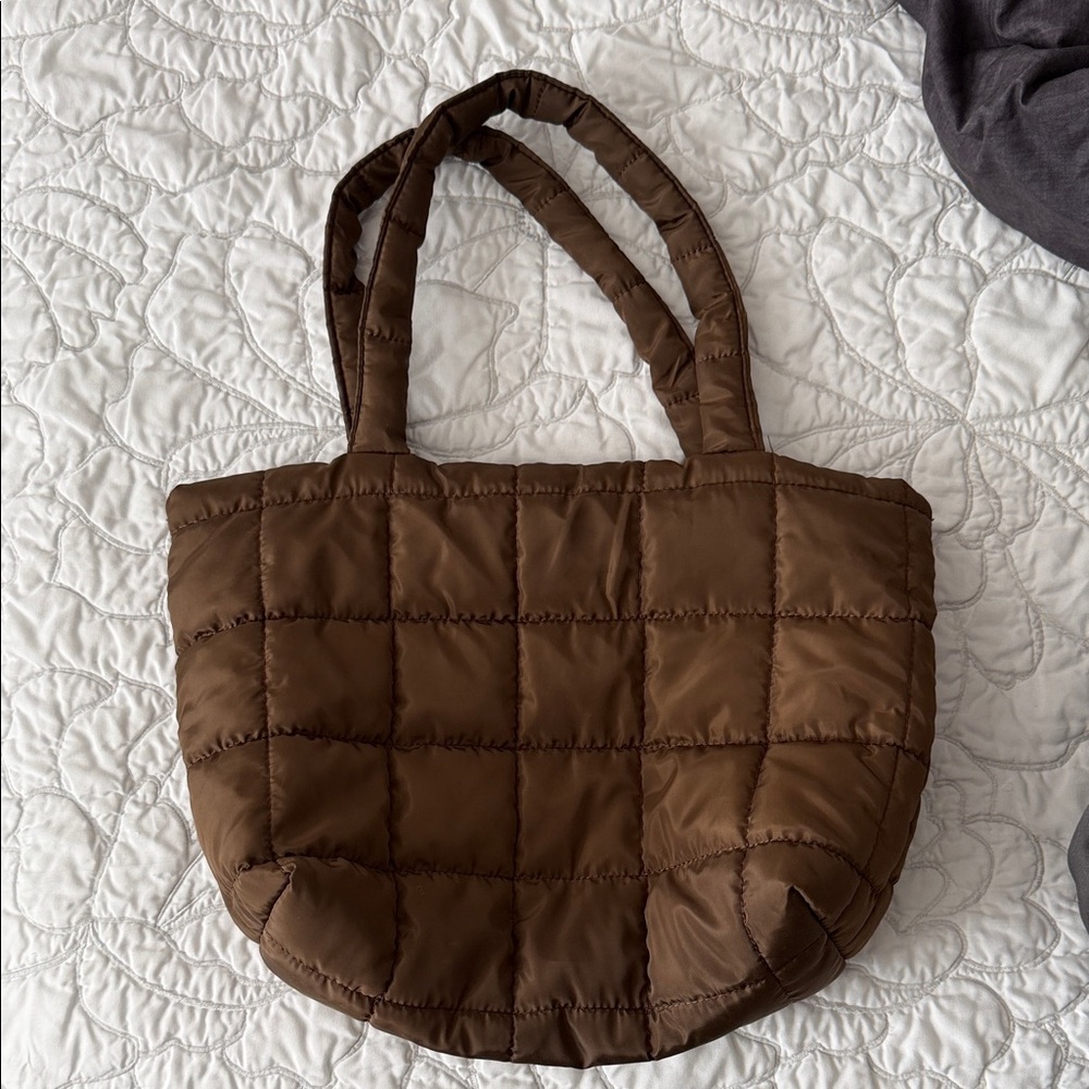 Brown Quilted Tote Bag